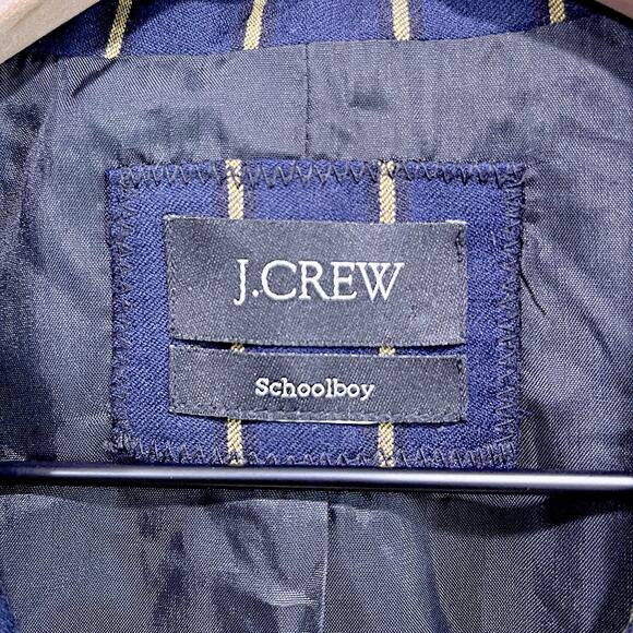 J CREW Schoolboy Blazer Blue Academia Stripe 100% Wool Gold Buttons Womens 8 - Picture 7 of 7
